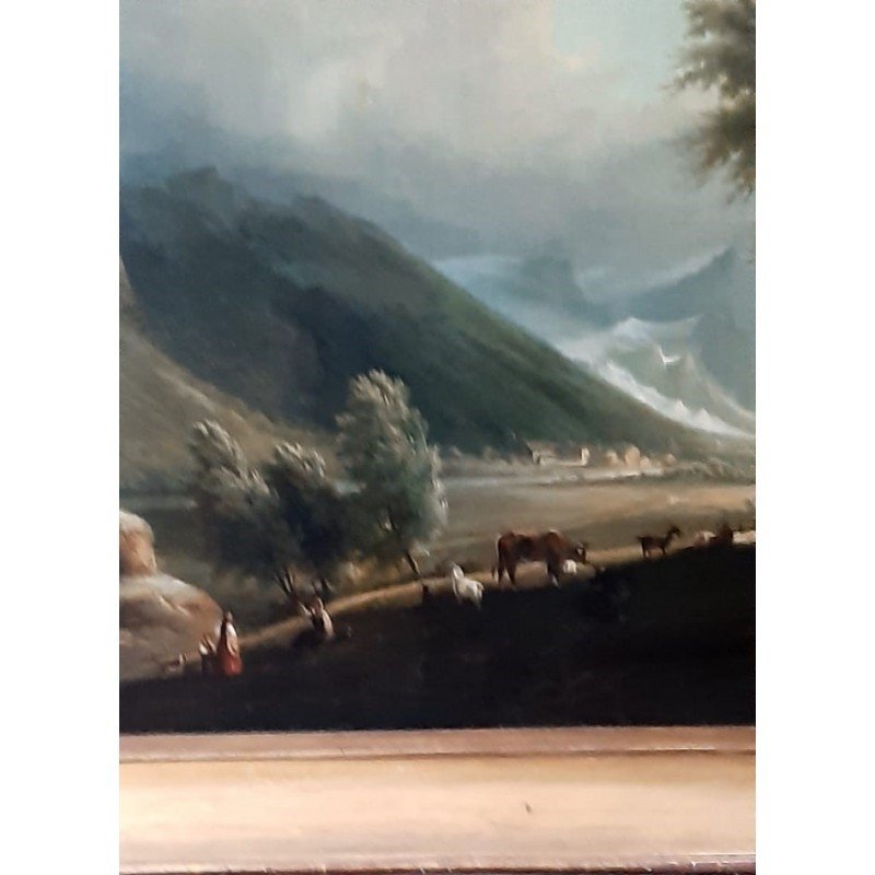 Old Landscape Painting With Characters From The 19th Century-photo-5