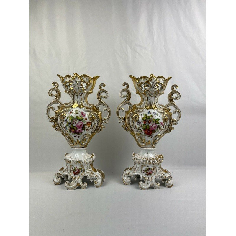 Paire De Vases En Porcelaine Française d'époque Louis-philippe-photo-7