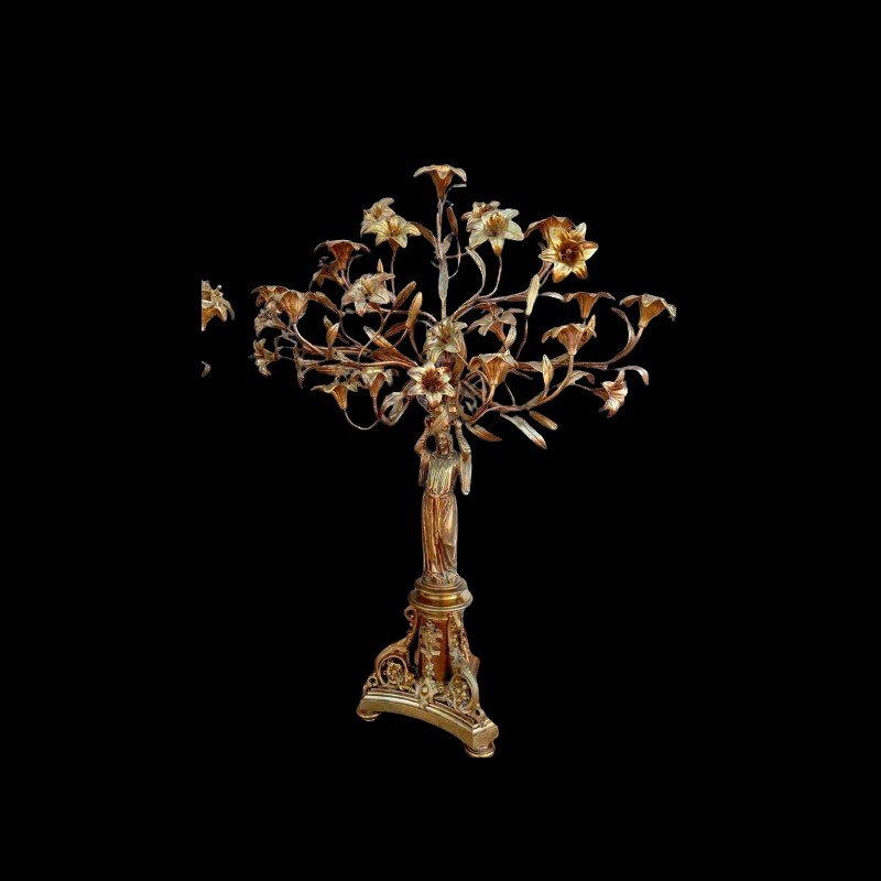 Pair Of Gilt Bronze Candelabra From The Second Half Of The 19th Century-photo-1