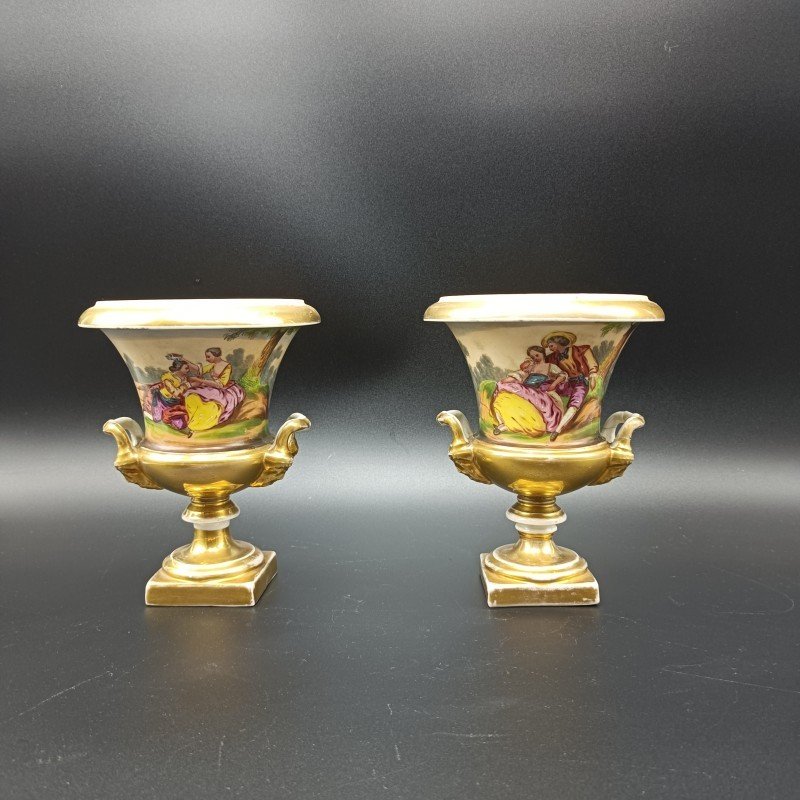 Pair Of Porcelain Vases Paris 19th Century-photo-3