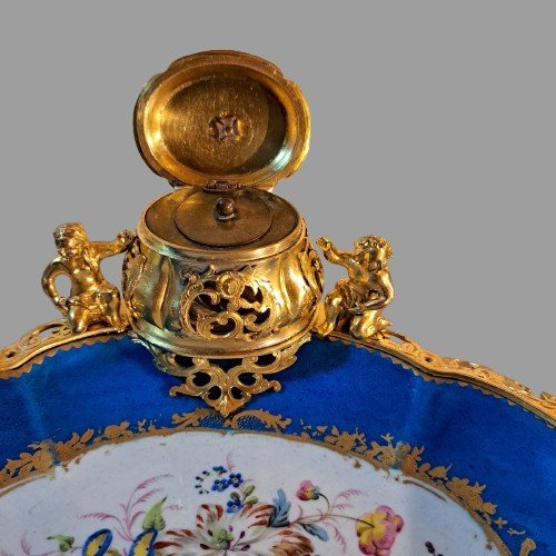 Encrier Porcelaine De Sèvres Et Bronze Doré Napoleon III-photo-3