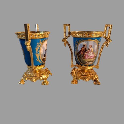 Small Pair Of Sevres Porcelain And Gilt Bronze Vases From The Napoleon III Period-photo-4