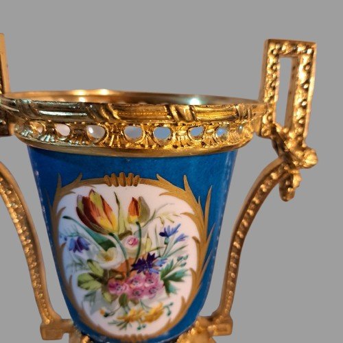 Small Pair Of Sevres Porcelain And Gilt Bronze Vases From The Napoleon III Period-photo-5