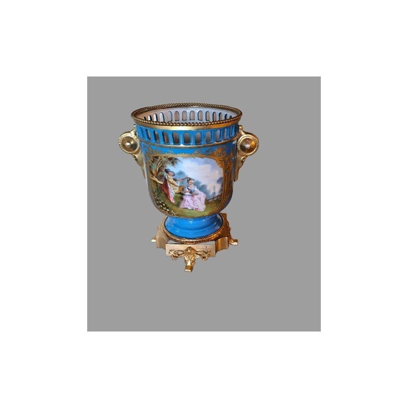 Large Sevres Porcelain And Gilt Bronze Cachepot-photo-3