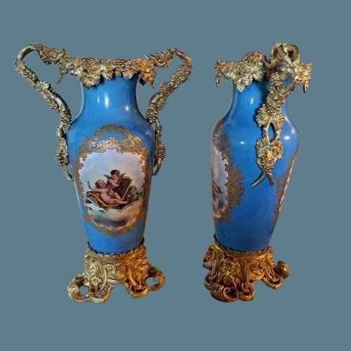 Large Pair Of Jacob Petit Vases From The Mid-19th Century-photo-2