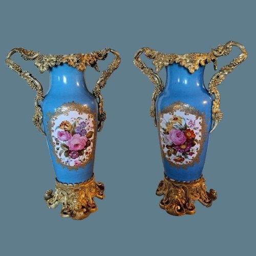 Large Pair Of Jacob Petit Vases From The Mid-19th Century-photo-3