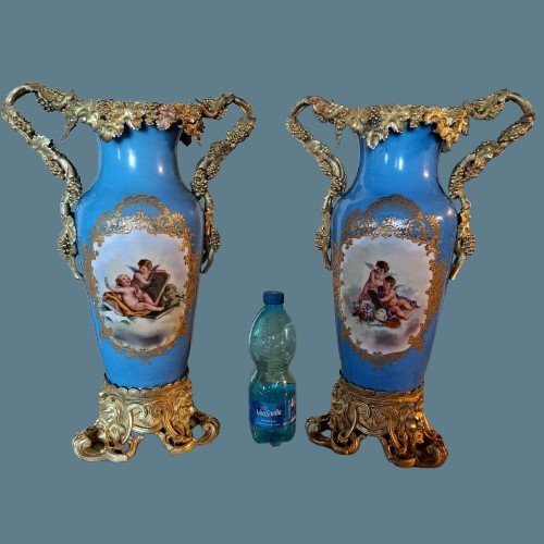 Large Pair Of Jacob Petit Vases From The Mid-19th Century-photo-3