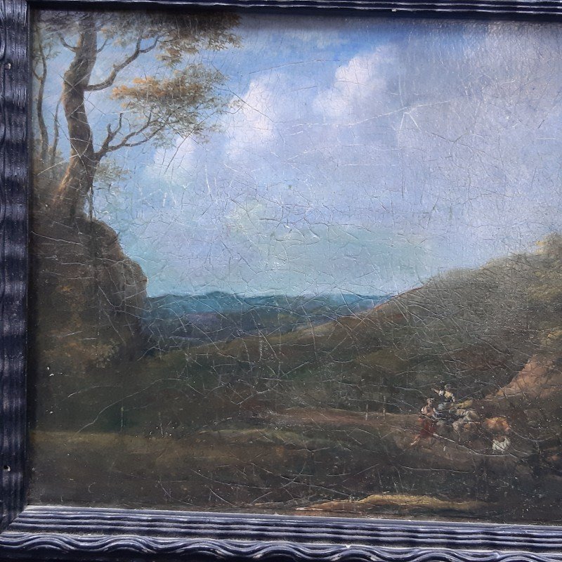 Petite Peinture De Paysage Du 18ème Siecle Sur Toile.-photo-4