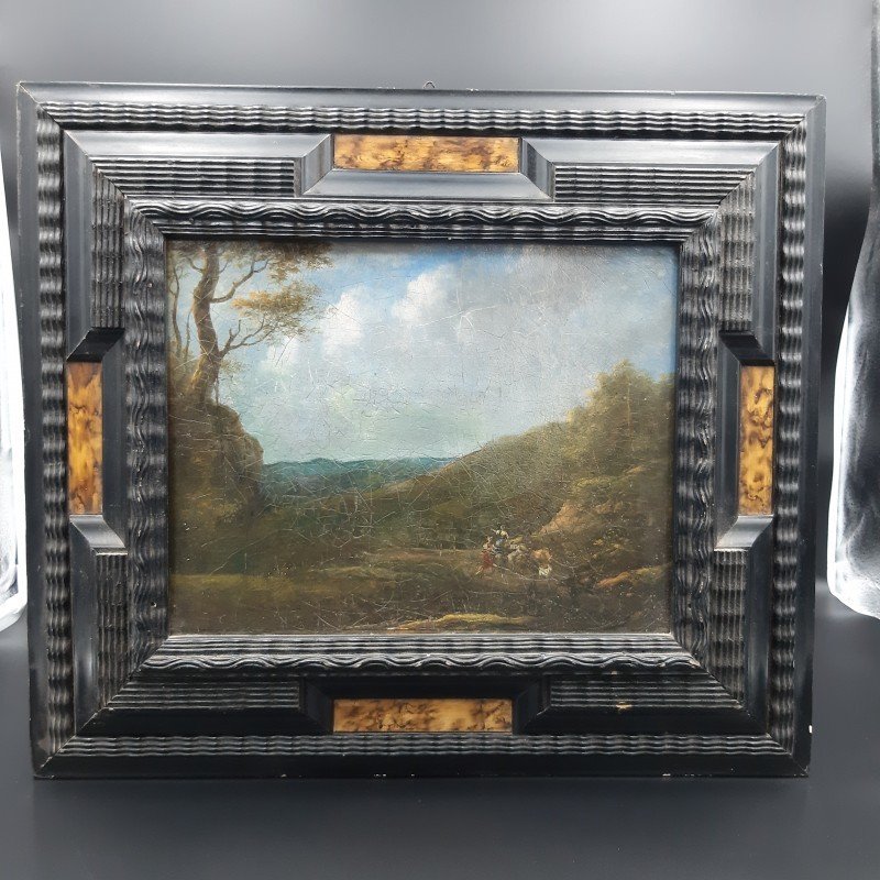 Petite Peinture De Paysage Du 18ème Siecle Sur Toile.-photo-1