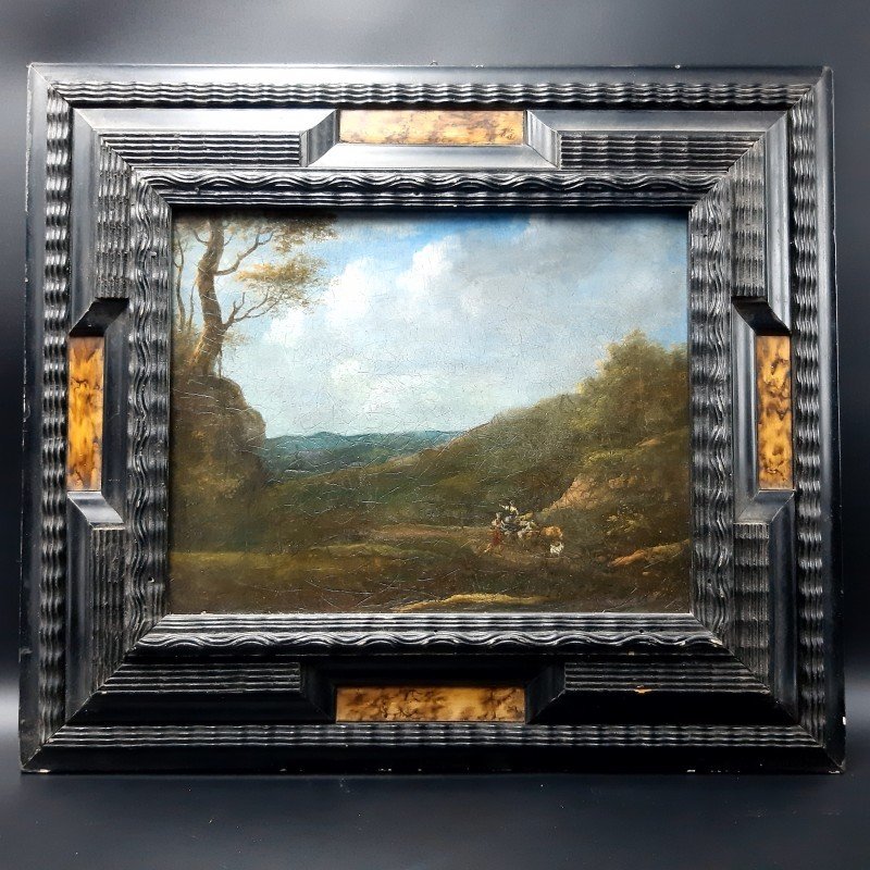 Petite Peinture De Paysage Du 18ème Siecle Sur Toile.-photo-4