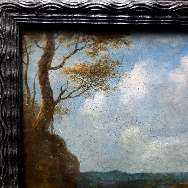 Small Landscape Painting On Canvas From The 18th Century-photo-8