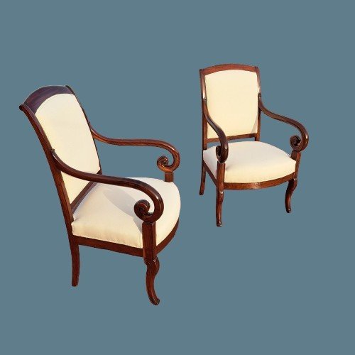 Pair Of Mahogany Armchairs From The Second Half Of The 19th Century-photo-1