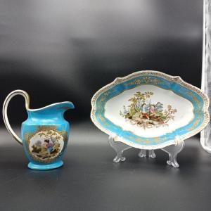 French Porcelain Pourer And Plate