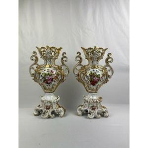 Paire De Vases En Porcelaine Française d'époque Louis-philippe