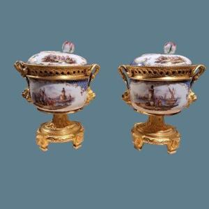 Pair Of Fume Burners From The Second Half Of The 19th Century By Meissen August Rex Helena Wolf