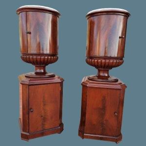 Pair Of Empire Period Column Bedside Tables