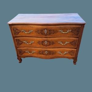 Commode Louis XV En Noyer Français Du XVIIIe Siècle