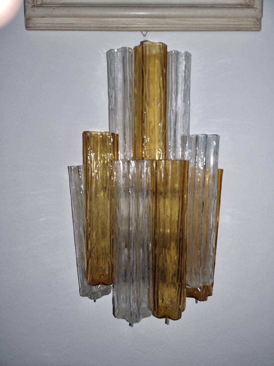 Cinq lampes appliques en verre de Murano-photo-4