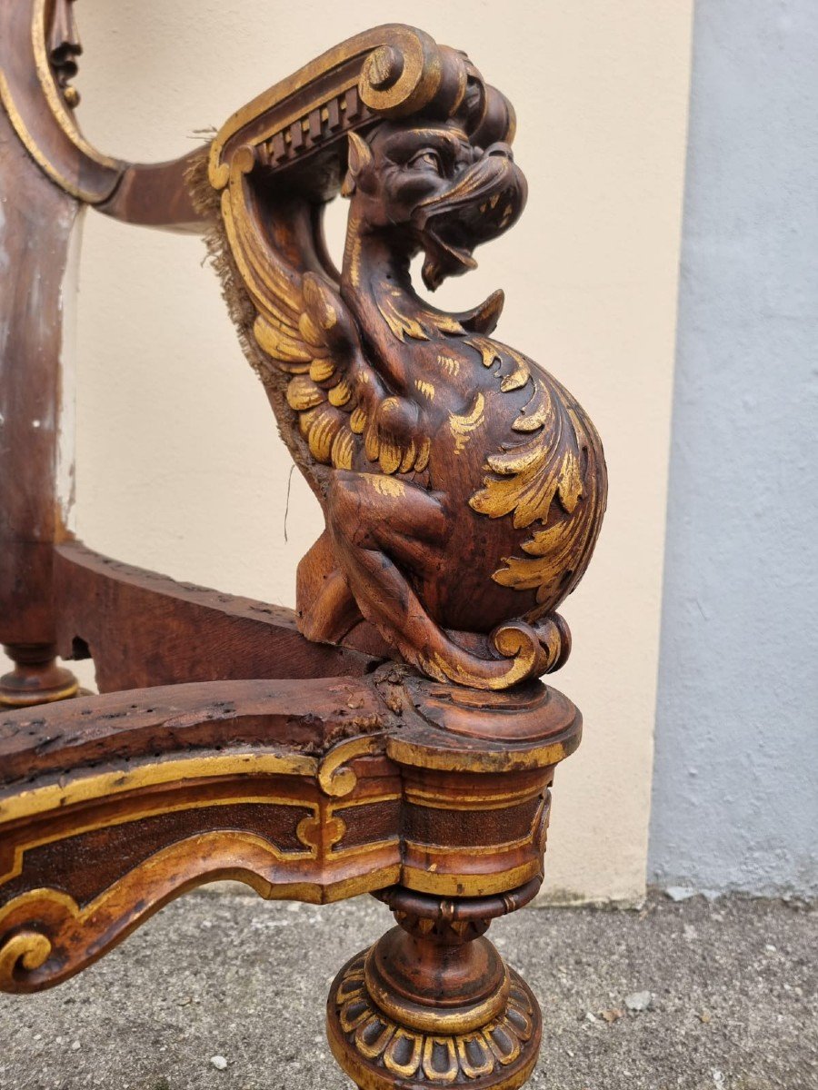 Pair Of Armchairs In Carved Walnut Wood-photo-2