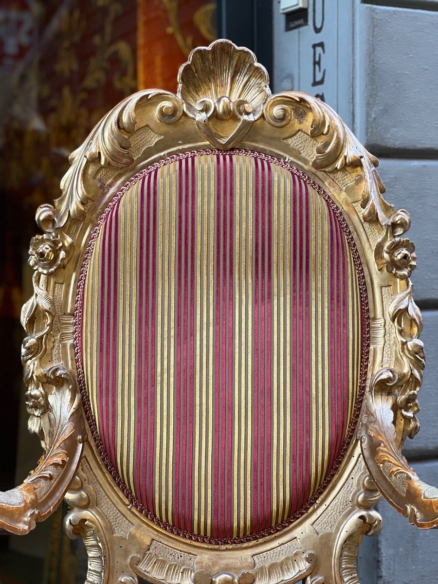 Pair Of Carved And Gilded Wooden Armchairs-photo-3