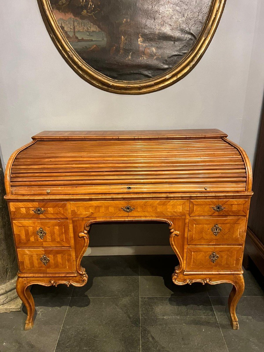 Rare Desk With Flap In Cherry Wood-photo-2