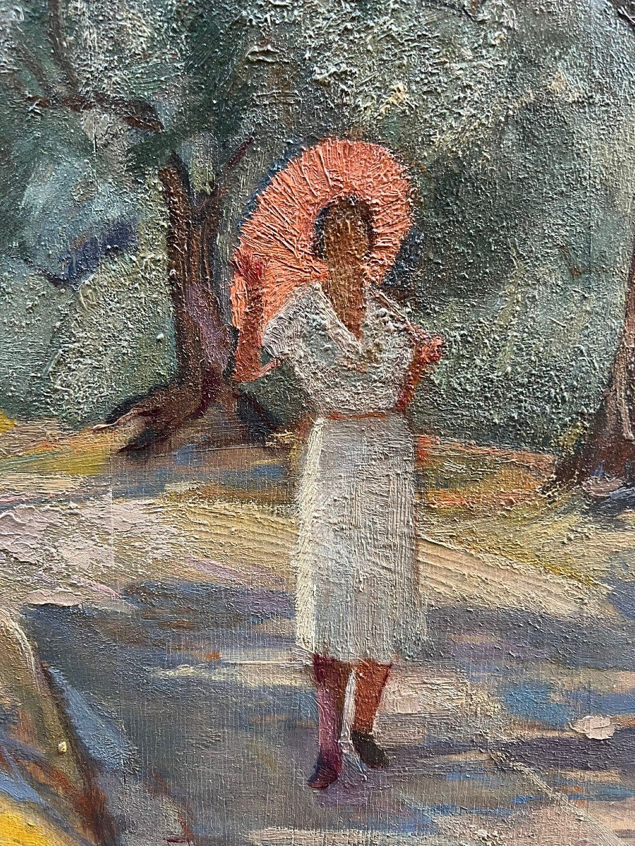 Painting Depicting A Woman With An Umbrella-photo-4