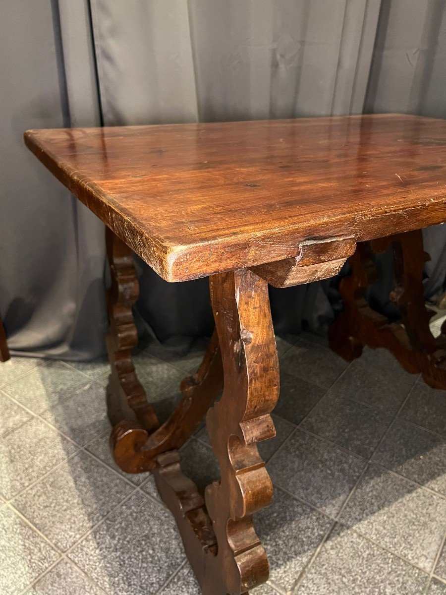 Table With Lyre Legs In Solid Walnut-photo-3