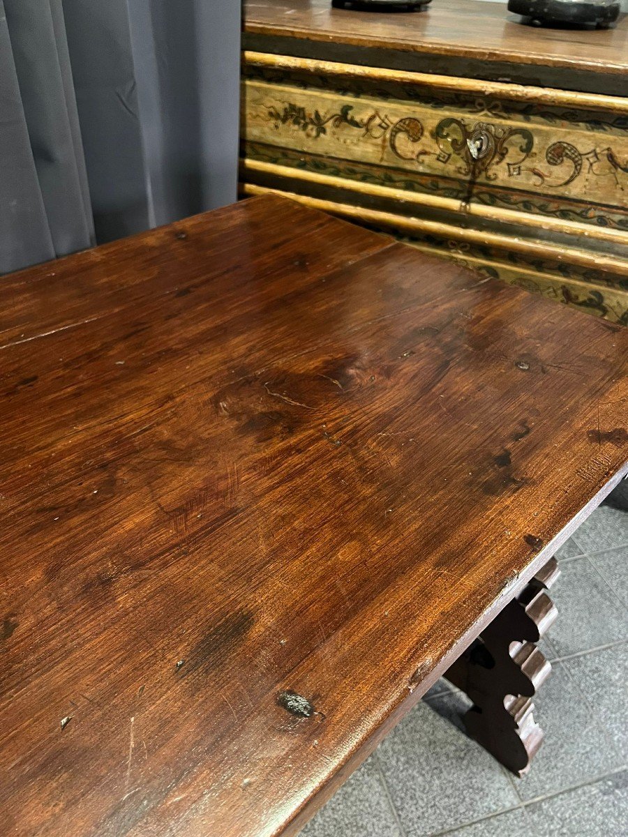 Table With Lyre Legs In Solid Walnut-photo-1