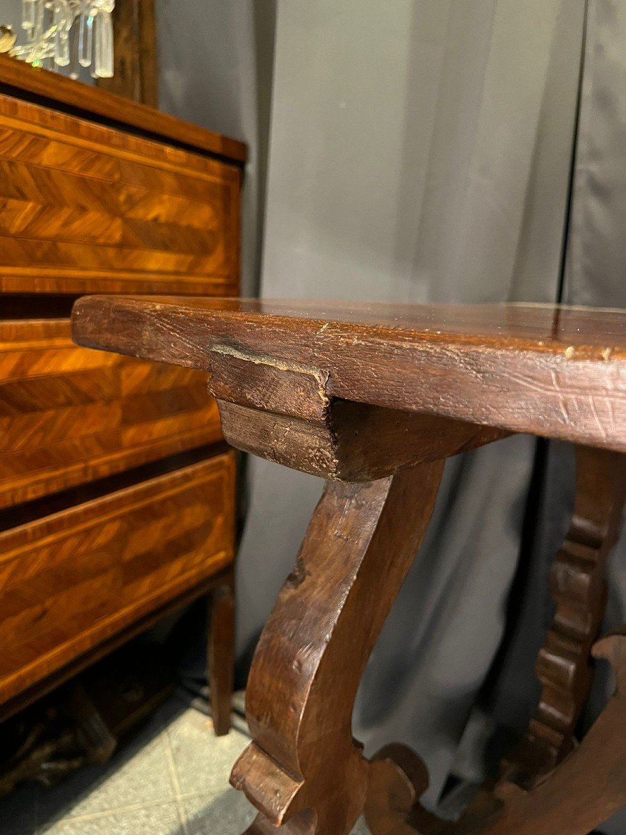 Table With Lyre Legs In Solid Walnut-photo-3