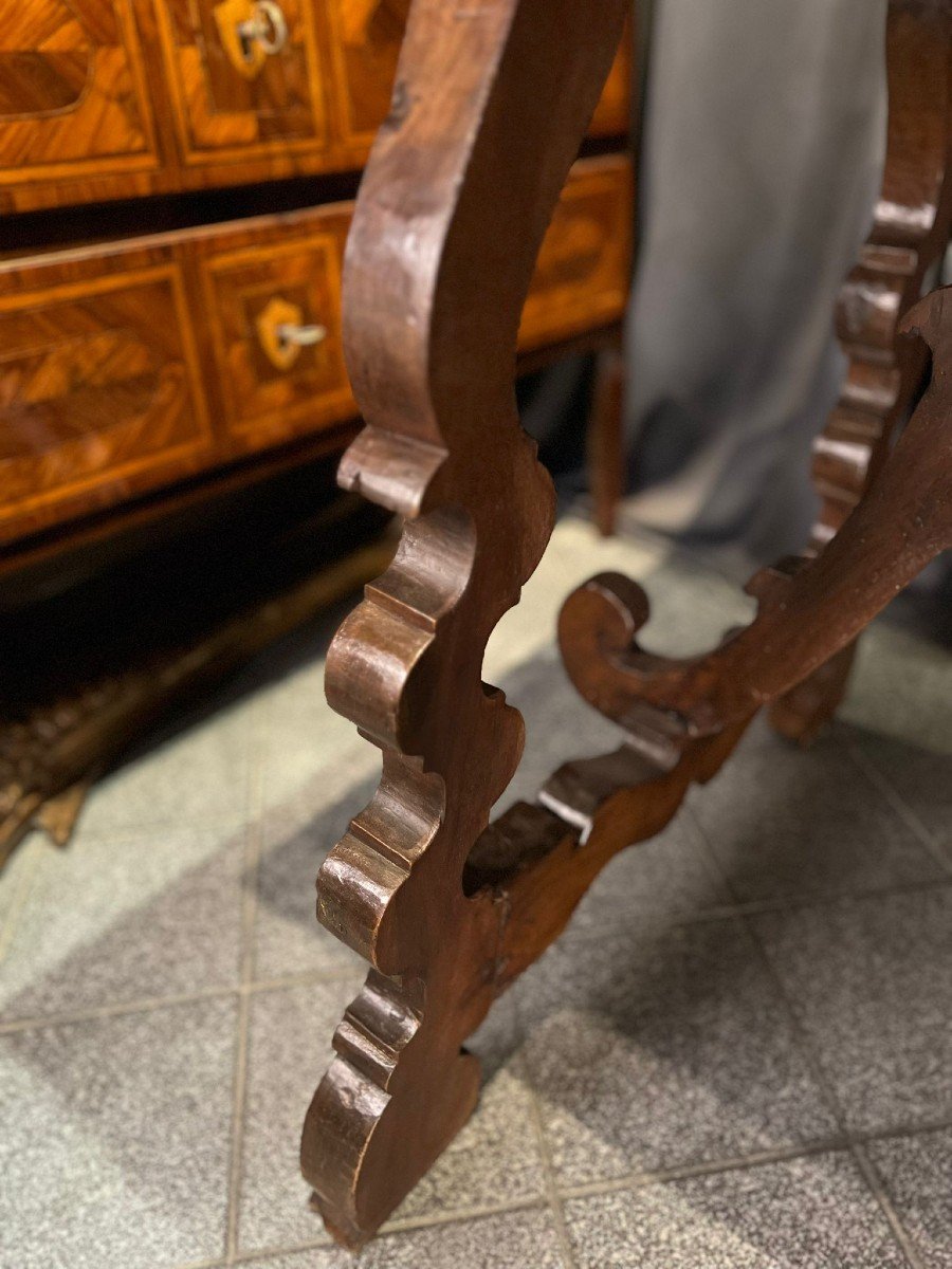 Table With Lyre Legs In Solid Walnut-photo-4