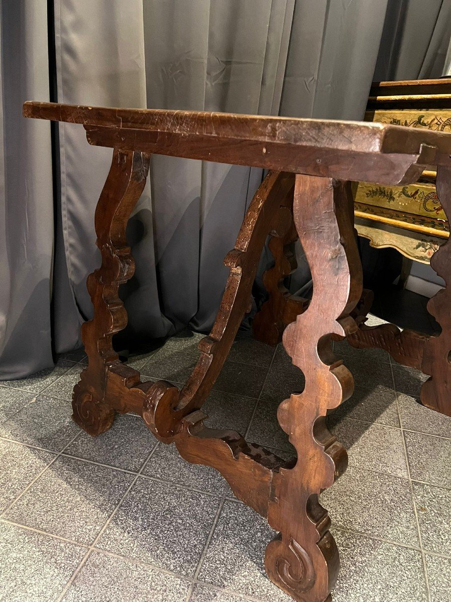 Table With Lyre Legs In Solid Walnut-photo-7