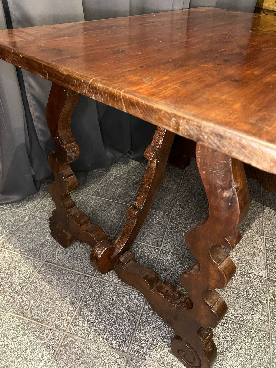 Table With Lyre Legs In Solid Walnut-photo-8