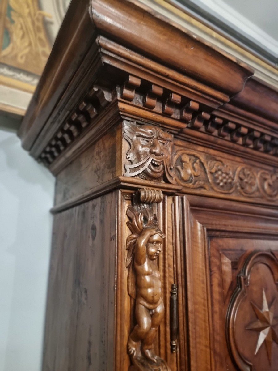 Two-door Wardrobe In Solid Walnut-photo-2