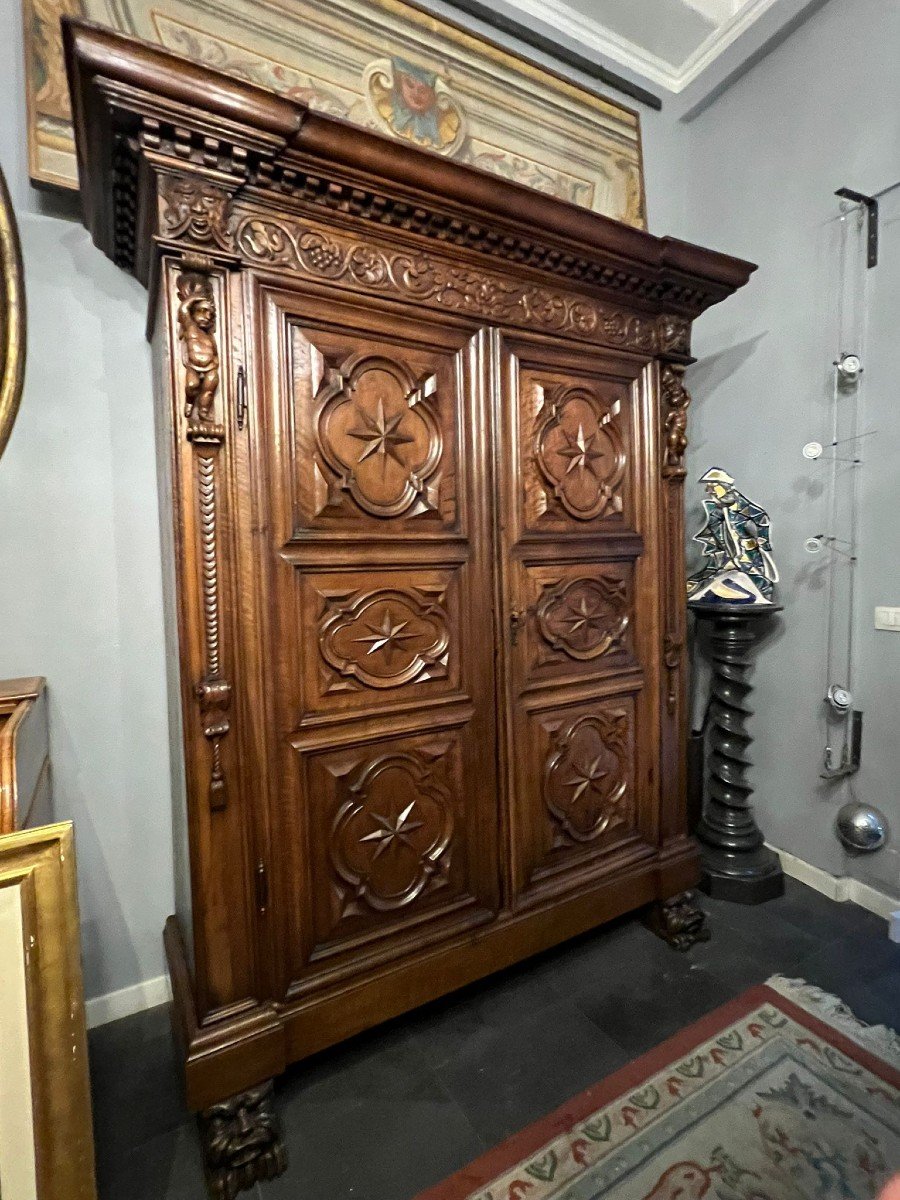 Two-door Wardrobe In Solid Walnut-photo-3