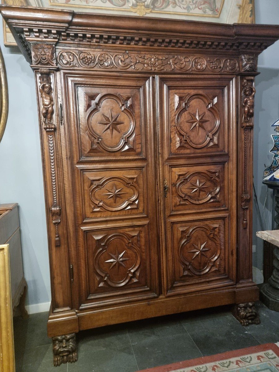 Two-door Wardrobe In Solid Walnut-photo-4