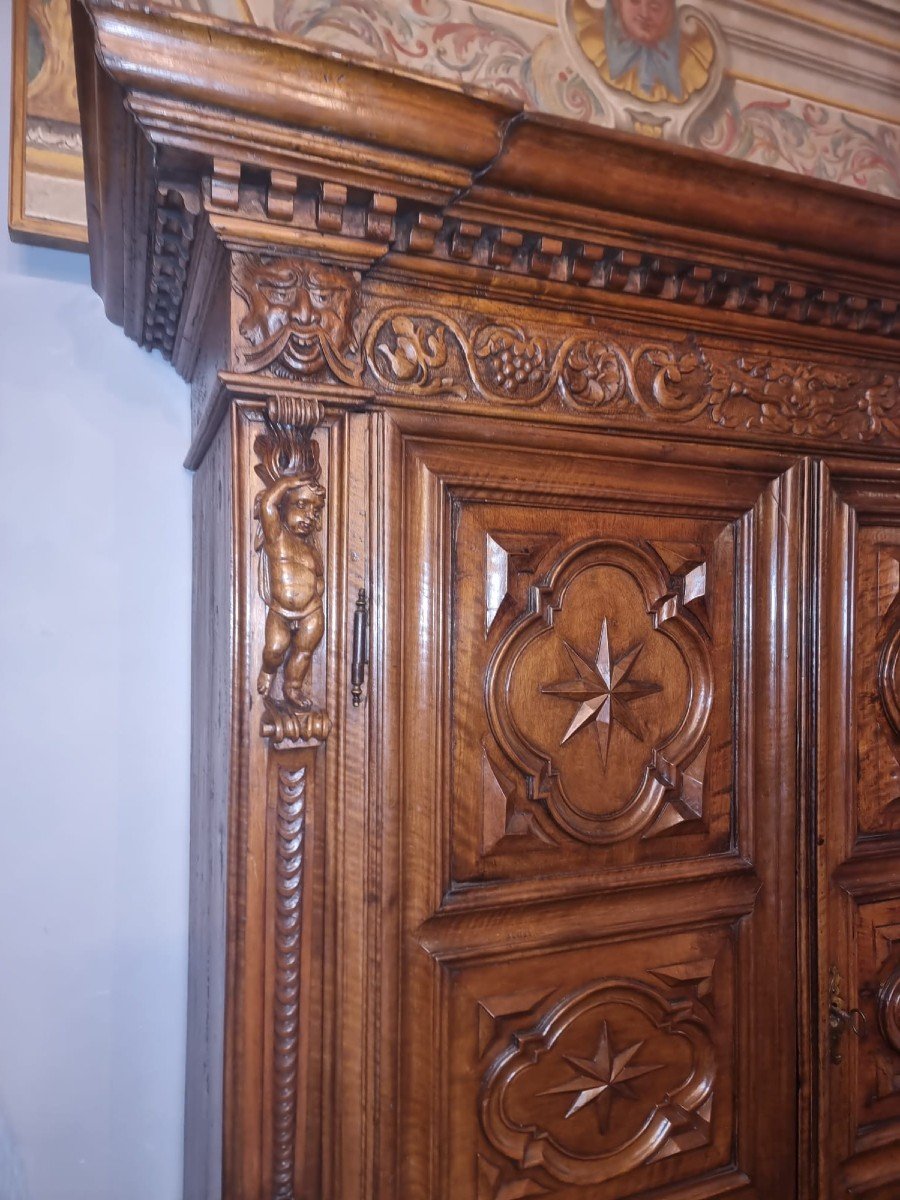 Two-door Wardrobe In Solid Walnut-photo-5