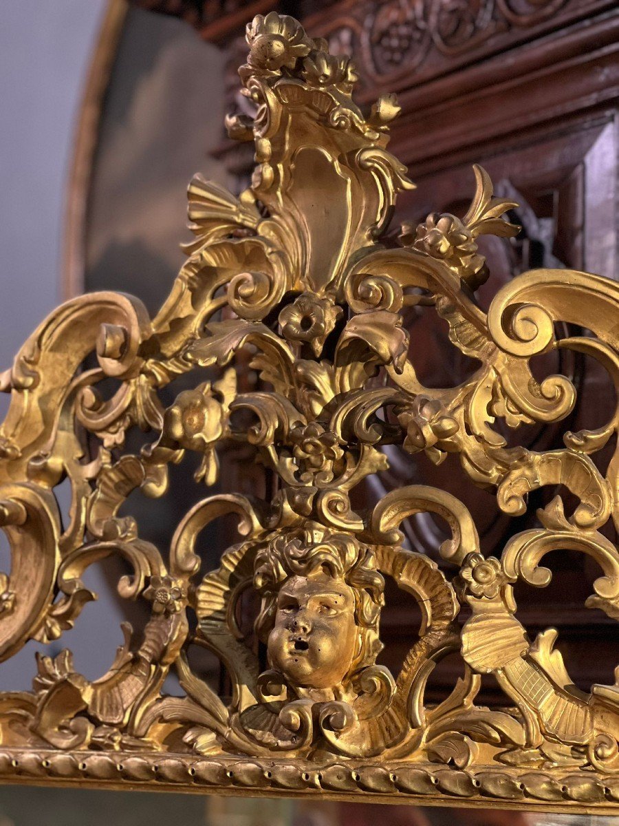 Beau miroir en bois sculpté et doré-photo-2