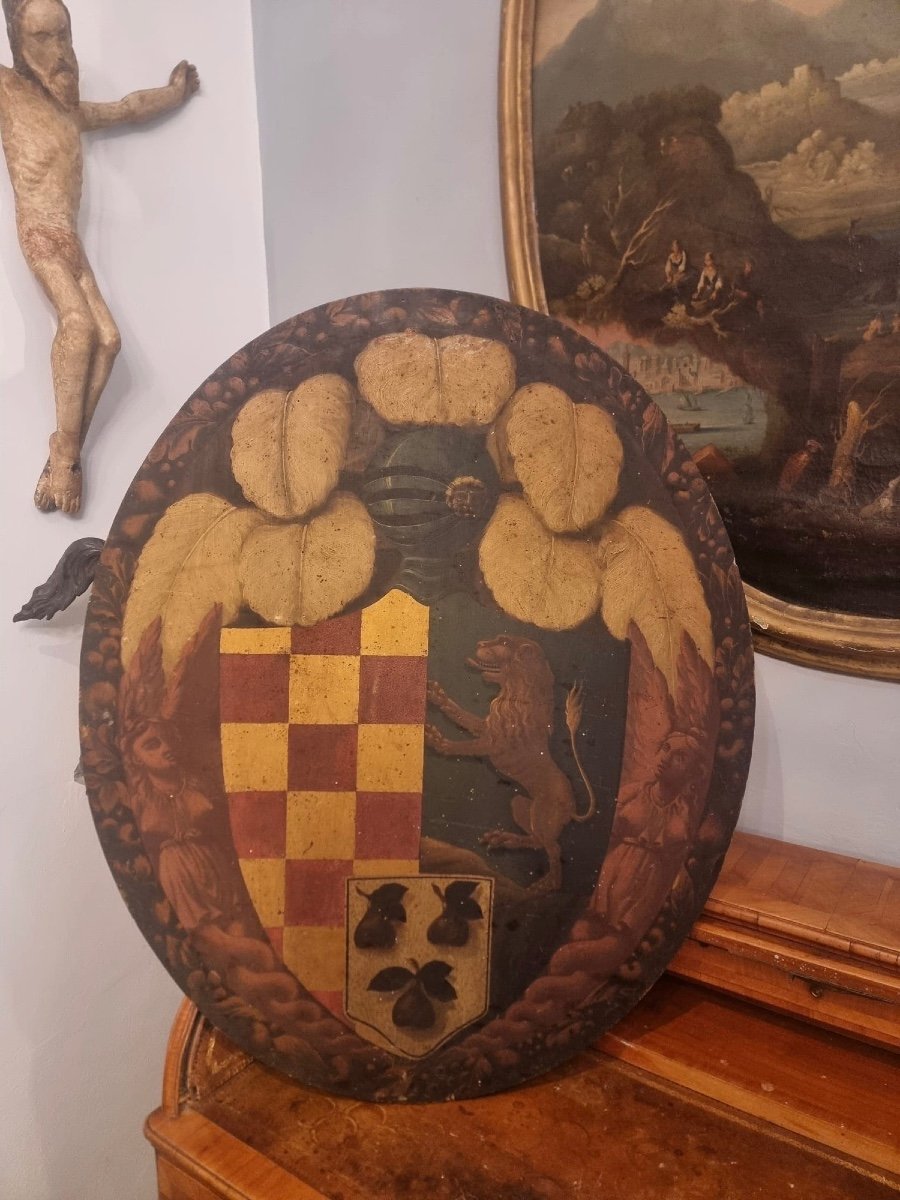 Painted Wooden Coat Of Arms-photo-2