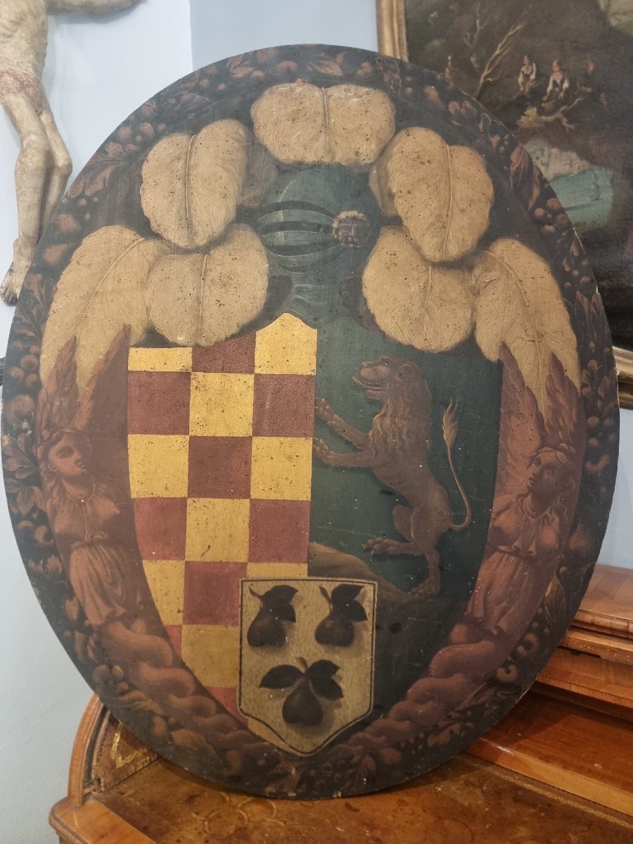 Painted Wooden Coat Of Arms-photo-3