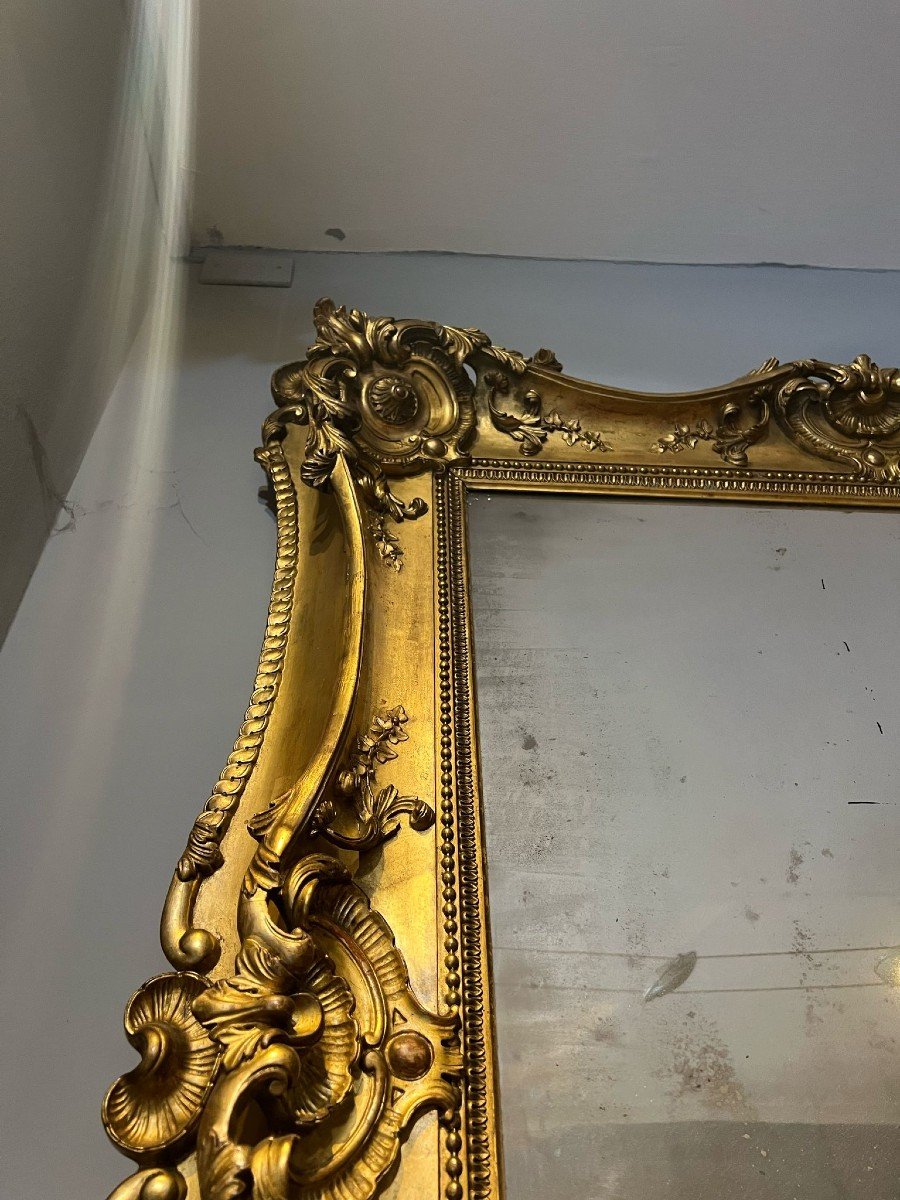 Large Gilded Carved Wooden Mirror-photo-2