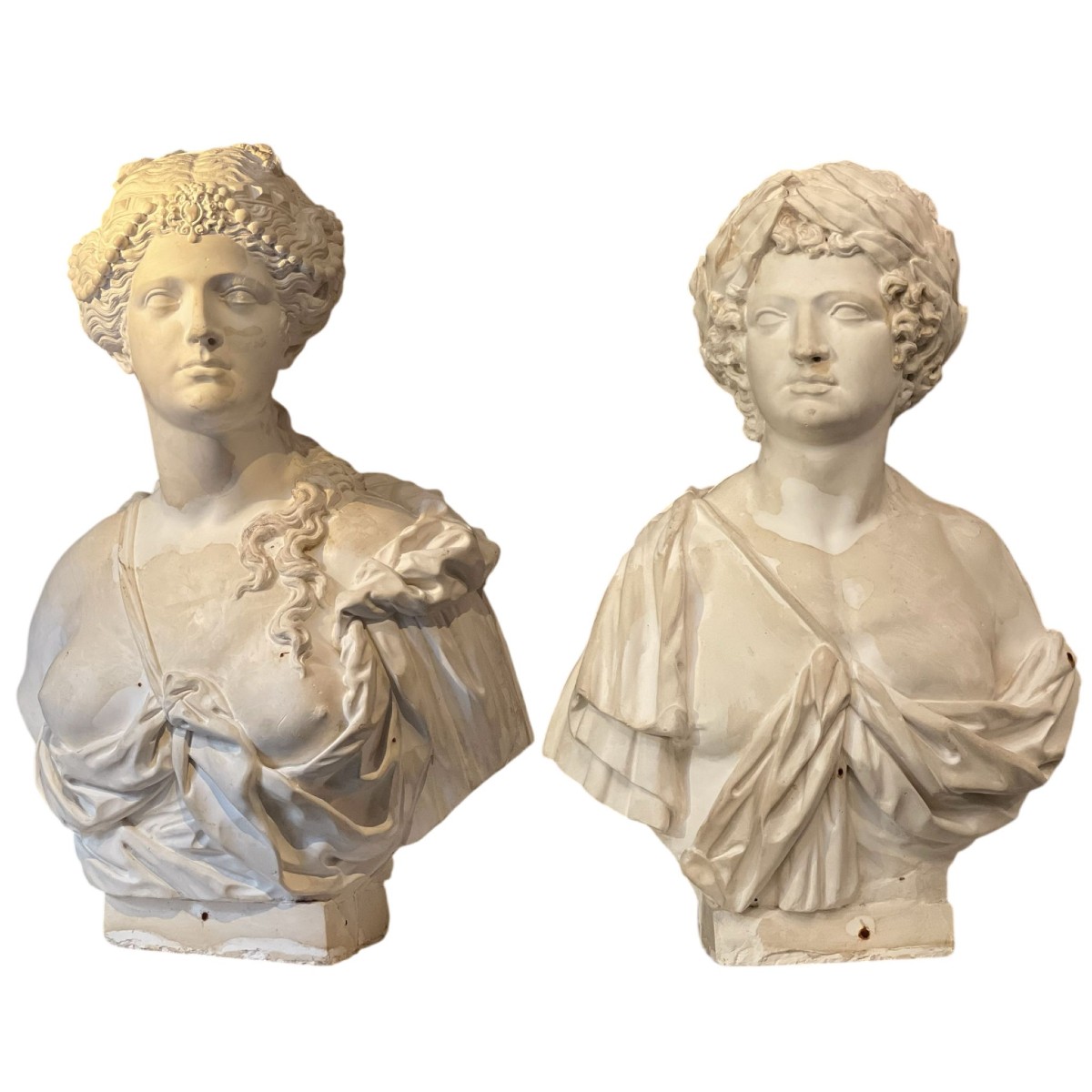 Pair Of Large Scagliola Busts