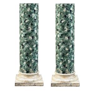 Pair Of Painted Wooden Columns