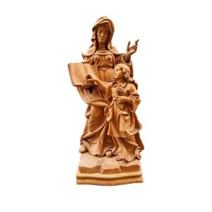 Beautiful Wooden Sculpture Depicting Sant'anna And Maria