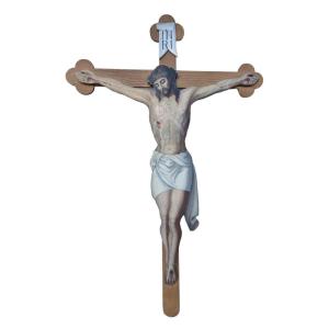 19th Century Painted Wooden Crucifix