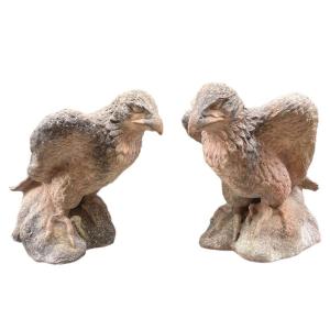 Pair Of Statues Depicting Eagles