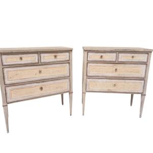 Pair Of Chests Of Drawers In Louis XVI Style