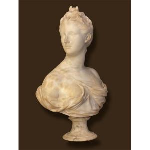 Bust In White Marble Depicting Diana.