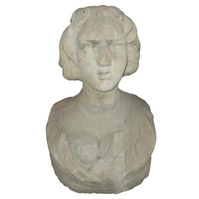 19th Century Italian Bust In Pietra Serena Of Costanza Bonarelli