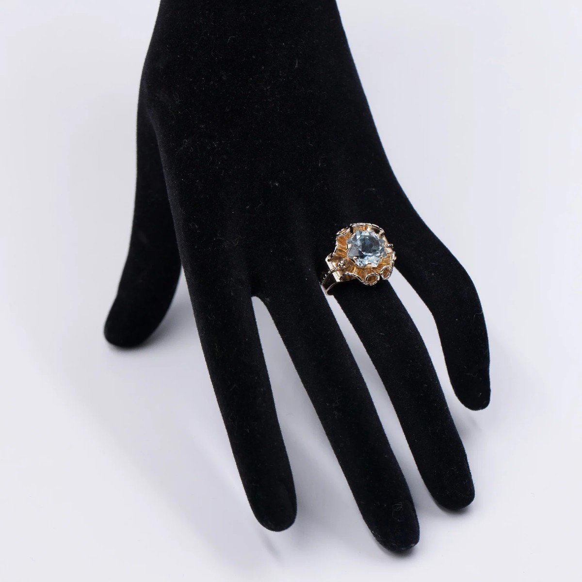 Vintage 18k Yellow Gold Ring With Approx. 4ct Aquamarine, 50s-photo-2