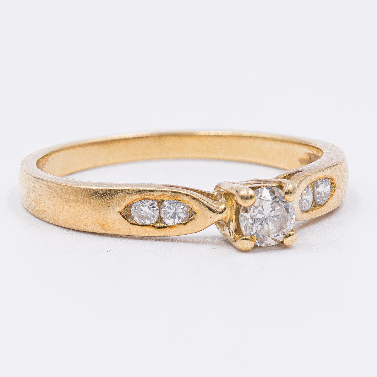 Bague Vintage En Or Jaune 18 K Et Diamants (0.19 Ct)-photo-4